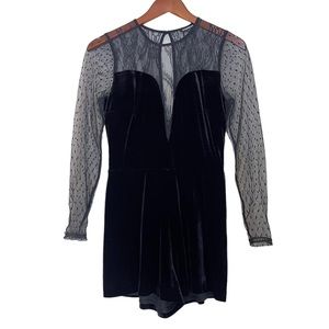 Express whimsigoth Black Lace Velvet Romper Dress Size S Y2K Goth Witchy
